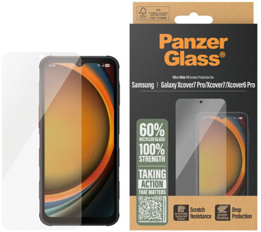 PanzerGlass Ultra-Wide Fit Anti-Bacterial Screenprotector voor de Samsung Galaxy Xcover 6 Pro / 7 / 7 Pro Transparant