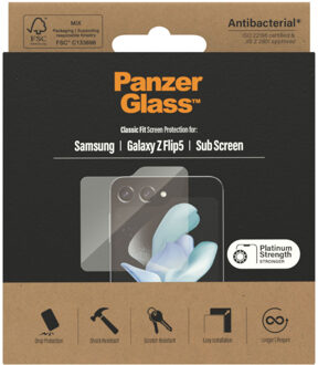 PanzerGlass Ultra-Wide Fit Anti-Bacterial Screenprotector voor de Samsung Galaxy Z Flip 5 Transparant