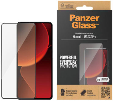 PanzerGlass Ultra-Wide Fit Anti-Bacterial Screenprotector voor de Xiaomi 13T / 13T Pro Transparant