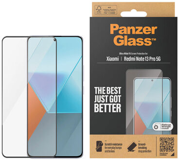PanzerGlass Ultra-Wide Fit Anti-Bacterial Screenprotector voor de Xiaomi Redmi Note 13 Pro (5G) / Poco X6 Transparant