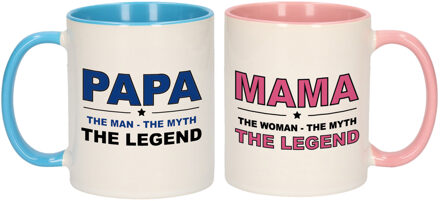 Papa en mama the legend mok met kleur - Vaderdag en moederdag cadeau - feest mokken Multikleur