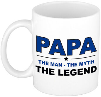 Papa the legend cadeau mok / verjaardag beker 300 ml - feest mokken Wit