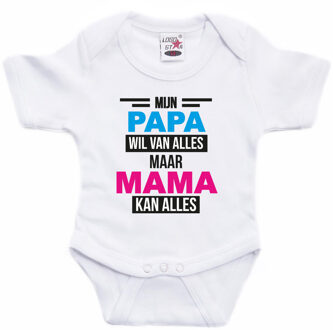 Papa wil van alles mama kan alles kraamcadeau rompertje wit jongens en meisjes 68 (4-6 maanden)