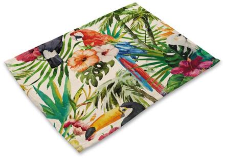 Papegaai Afdrukken Tafel Mat Dier Vogel Patroon Keuken Placemat Servet Voor Bruiloft Decoratie Eettafel Accessoires MA01071