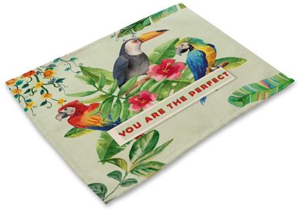 Papegaai Afdrukken Tafel Mat Dier Vogel Patroon Keuken Placemat Servet Voor Bruiloft Decoratie Eettafel Accessoires MA01072