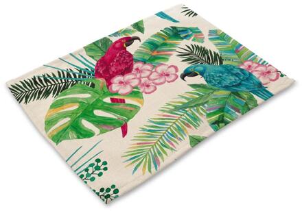 Papegaai Afdrukken Tafel Mat Dier Vogel Patroon Keuken Placemat Servet Voor Bruiloft Decoratie Eettafel Accessoires MA01074