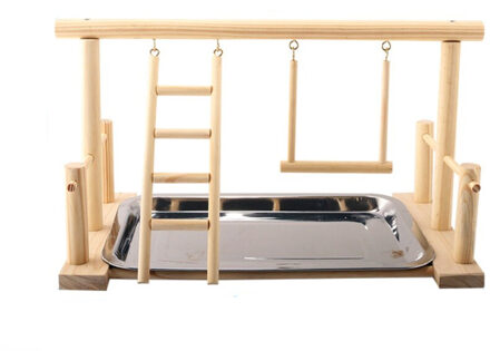 Papegaai Playstand Vogel Play Stand Valkparkiet Speeltuin Hout Baars Gym Kinderbox met Ladder Swing Speelgoed Oefening Spelen origineel kleur