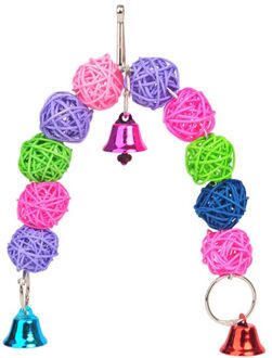 Papegaai Rotan Speelgoed Vogel Benodigdheden Opknoping Kooi Vogel Speelgoed Rotan Kralen Bell String Hand Geweven Pet Accessoires Voor Kleine Grote vogel 01
