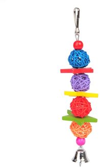 Papegaai Rotan Speelgoed Vogel Benodigdheden Opknoping Kooi Vogel Speelgoed Rotan Kralen Bell String Hand Geweven Pet Accessoires Voor Kleine Grote vogel 02