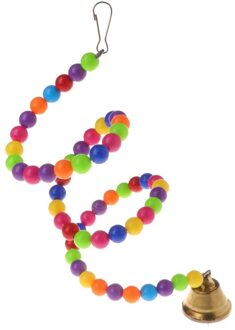 Papegaai Speelgoed Spiraal Swing Stand Houder Vogels Creatieve Bell Kleurrijke Kralen Ladder K3NA
