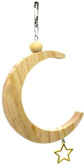 Papegaai Swing Baars Stand Speelgoed Maan Vorm Opknoping Hangmat Bell Huisdier Kooi Vogel Houten Training Klauw Voeten Slijpen Stok Chew speelgoed B-L