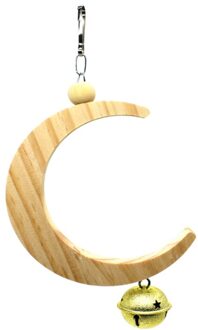 Papegaai Swing Baars Stand Speelgoed Maan Vorm Opknoping Hangmat Bell Huisdier Kooi Vogel Houten Training Klauw Voeten Slijpen Stok Chew speelgoed C-L