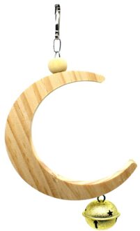Papegaai Swing Baars Stand Speelgoed Maan Vorm Opknoping Hangmat Bell Huisdier Kooi Vogel Houten Training Klauw Voeten Slijpen Stok Chew speelgoed C-S