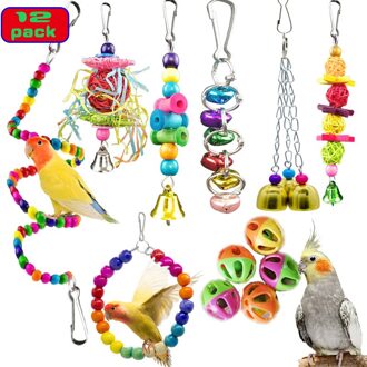 Papegaaien Speelgoed En Vogel Accessoires Voor Huisdier Speelgoed Swing Stand Budgie Parkiet Kooi Afrikaanse Grey Vogel Speelgoed Parkiet 12stk