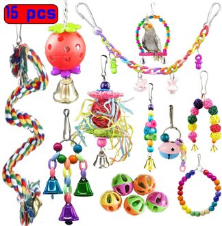 Papegaaien Speelgoed En Vogel Accessoires Voor Huisdier Speelgoed Swing Stand Budgie Parkiet Kooi Afrikaanse Grey Vogel Speelgoed Parkiet 15stk