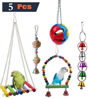 Papegaaien Speelgoed En Vogel Accessoires Voor Huisdier Speelgoed Swing Stand Budgie Parkiet Kooi Afrikaanse Grey Vogel Speelgoed Parkiet 5stk