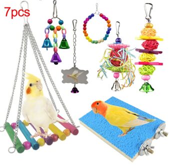 Papegaaien Speelgoed En Vogel Accessoires Voor Huisdier Speelgoed Swing Stand Budgie Parkiet Kooi Afrikaanse Grey Vogel Speelgoed Parkiet 7stk