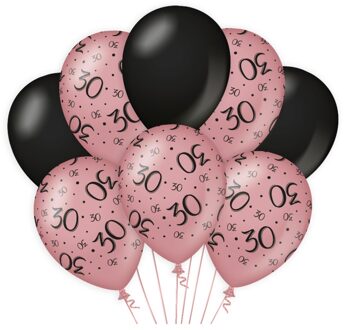 Paper dreams ballonnen 30 jaar dames latex roze/zwart Multikleur