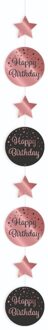 Paper dreams hangslinger Happy Birthday 120 cm papier roze/zwart