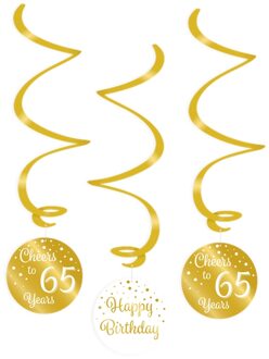 Paper dreams swirlslingers 65 jaar 70 cm goud/wit 3 stuks Goudkleurig