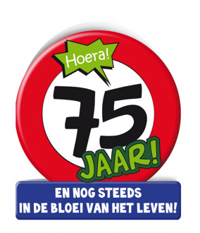 Paper dreams Wenskaart 75 Jaar Verkeersbord 14 X 16 Cm Karton