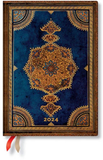 Paperblanks agenda 2024, safavid indigo, 1 dag per pagina, flexi cover, formaat midi 13 x 18 cm.