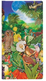 Paperblanks cahier, formaat 9 x 18 cm., uitvoering moon garden slim, gelinieerd