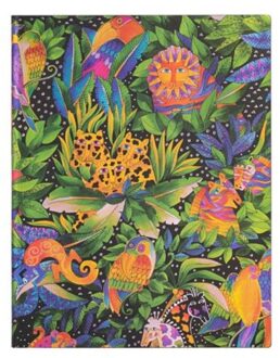 Paperblanks flexis cahier, formaat 18 x 23 cm., uitvoering laurel burch collection - jungle songs