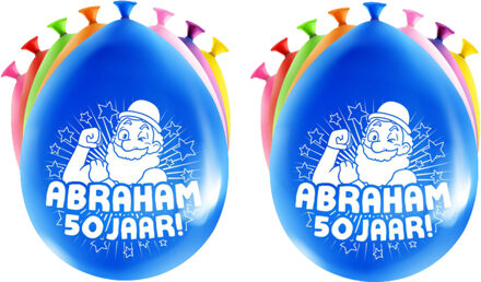 paperdreams 16x stuks Abraham/50 jaar feest ballonnen - diverse kleuren - latex - ca 30 cm