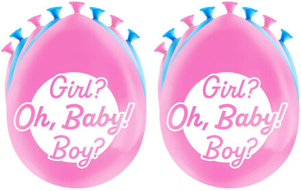 paperdreams 16x stuks Gender reveal party ballonnen - roze/blauw - latex - ca 30 cm - Ballonnen Multikleur