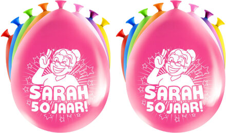 paperdreams 16x stuks Sarah/50 jaar feest ballonnen - diverse kleuren - latex - ca 30 cm - Ballonnen Multikleur