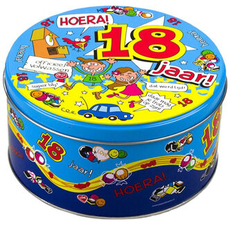 paperdreams 18 jaar snoeptrommel/bewaarblik - D14 cm - 18e verjaardag - cadeau - decoratie/versiering