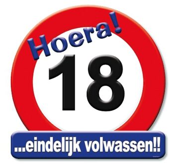 paperdreams 18 jaar verjaardag stopbord - Dia 50 cm - Leeftijd feestartikelen - verkeersbord - Karton Multi