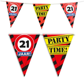 paperdreams 21 jaar verjaardag vlaggenlijn waarschuwingsborden - 10 meter - kunststof