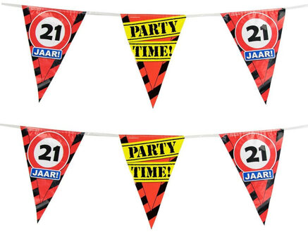 paperdreams 21 jaar verjaardag vlaggenlijn waarschuwingsborden - 2x - 10 meter - kunststof
