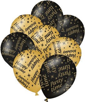 paperdreams 24x stuks leeftijd verjaardag ballonnen Party Time en Happy Birthday print