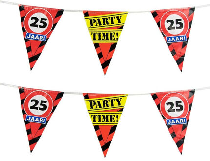 paperdreams 25 jaar vlaggenlijnen waarschuwingsborden - 2x - 10 meter - Feestartikelen/versiering - 25 jarige ve