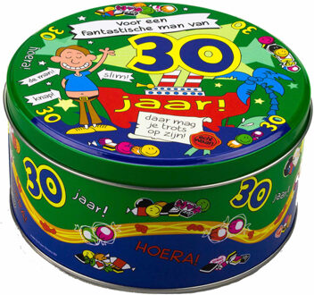 paperdreams 30 jaar snoeptrommel/voorraadtrommel voor man - 14 x 7,5 cm - 30e verjaardag - cadeau