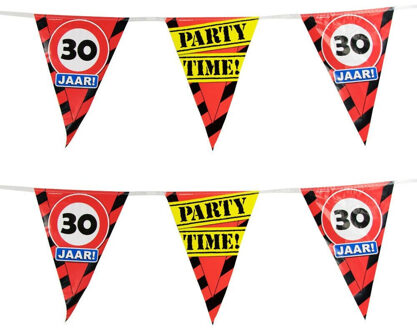 paperdreams 30 jaar vlaggenlijn waarschuwingsborden - 2x - 10m - plastic - feestartikelen/versiering
