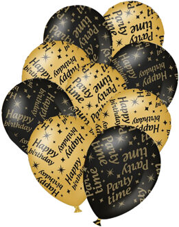 paperdreams 36x stuks leeftijd verjaardag ballonnen Party Time en Happy Birthday print