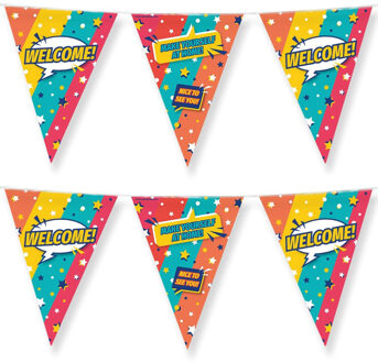 paperdreams 3x paperdreams vlaggenlijn - welkom feest- 10m - diverse kleuren - folie