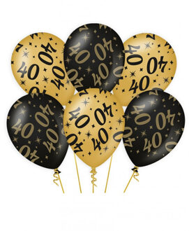 paperdreams 40 jaar verjaardag feest ballonnen - 18x stuks - zwart/goud - leeftijd - 30 cm - versiering