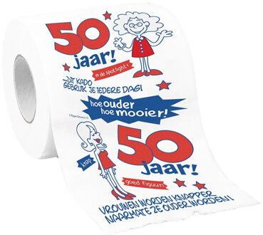 paperdreams 50 Jaar toiletpapier vrouw verjaardagscadeau decoratie/versiering - Fopartikelen Multikleur