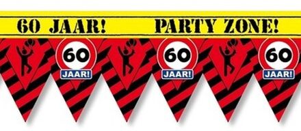 paperdreams 60 jaar party tape/markeerlint waarschuwing 12 m versiering Multi