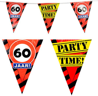 paperdreams 60 jaar vlaggenlijn waarschuwingsborden - 10m - plastic - feestartikelen - versiering Multi
