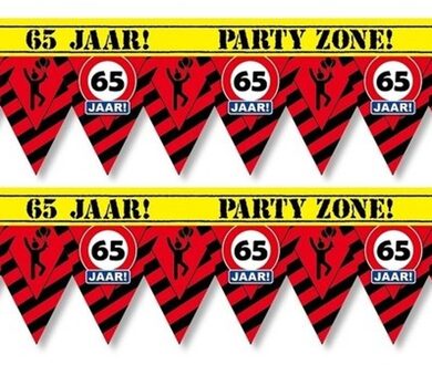 Paperdreams 65 jaar pensioen tape - 2x - 12 meter - feestversiering - markeerlint - afzetlint
