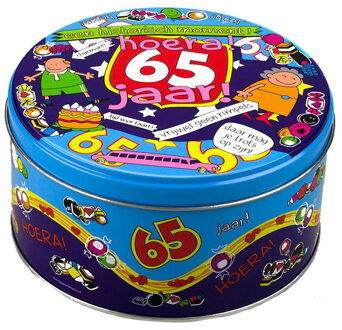 paperdreams 65 jaar snoeptrommel/voorraadtrommel - 14 x 7,5 cm - 65e verjaardag - cadeau / versiering