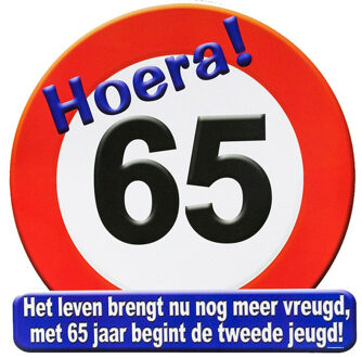 paperdreams 65 jaar verjaardag stopbord - Dia 50 cm - Leeftijd feestartikelen - Feestdecoratieborden Multikleur