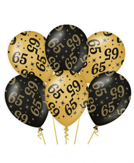 paperdreams 6x stuks leeftijd verjaardag feest ballonnen 65 jaar geworden zwart/goud 30 cm