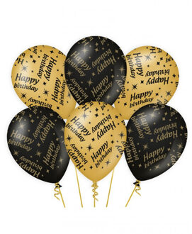 paperdreams 6x stuks leeftijd verjaardag feest ballonnen Happy Birthday thema geworden zwart/goud 30 cm